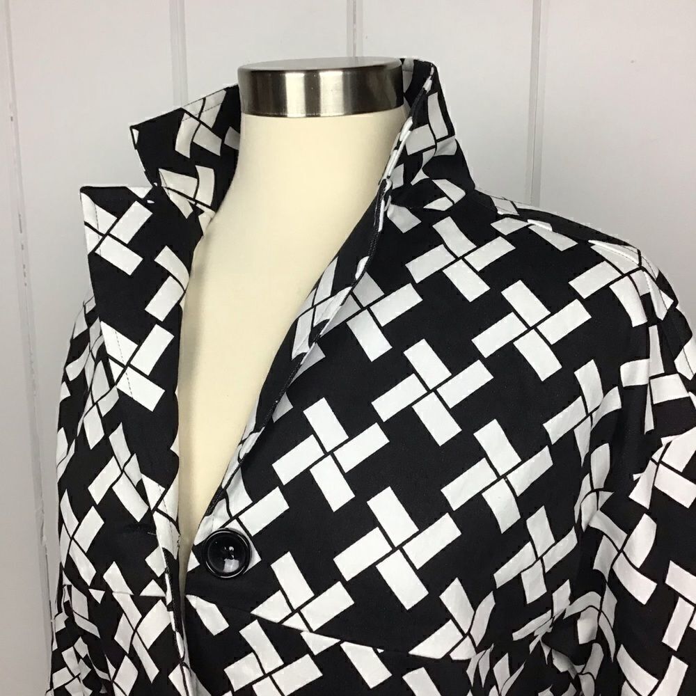 NWT Tulle Black White 1/2 Sleeve Trench Jacket S - Picture 6 of 8